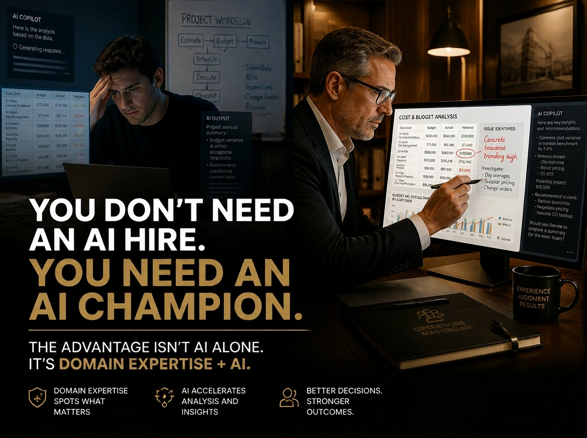 You don't need an AI hire. You need an AI Champion. The advantage isn't AI alone. It's domain expertise + AI.